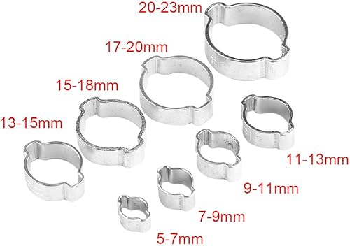 Miniatura 8 de 10 clips de manguera de abrazadera, clips de manguera, cierre de manguera, abrazadera de manguera de dos orejas de acero inoxidable chapado en zinc