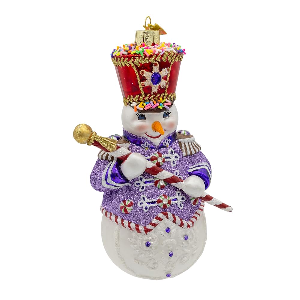 Bonhomme de neige en verre Kurt Adler Bellissimo de 15,2 cm pour sapin
