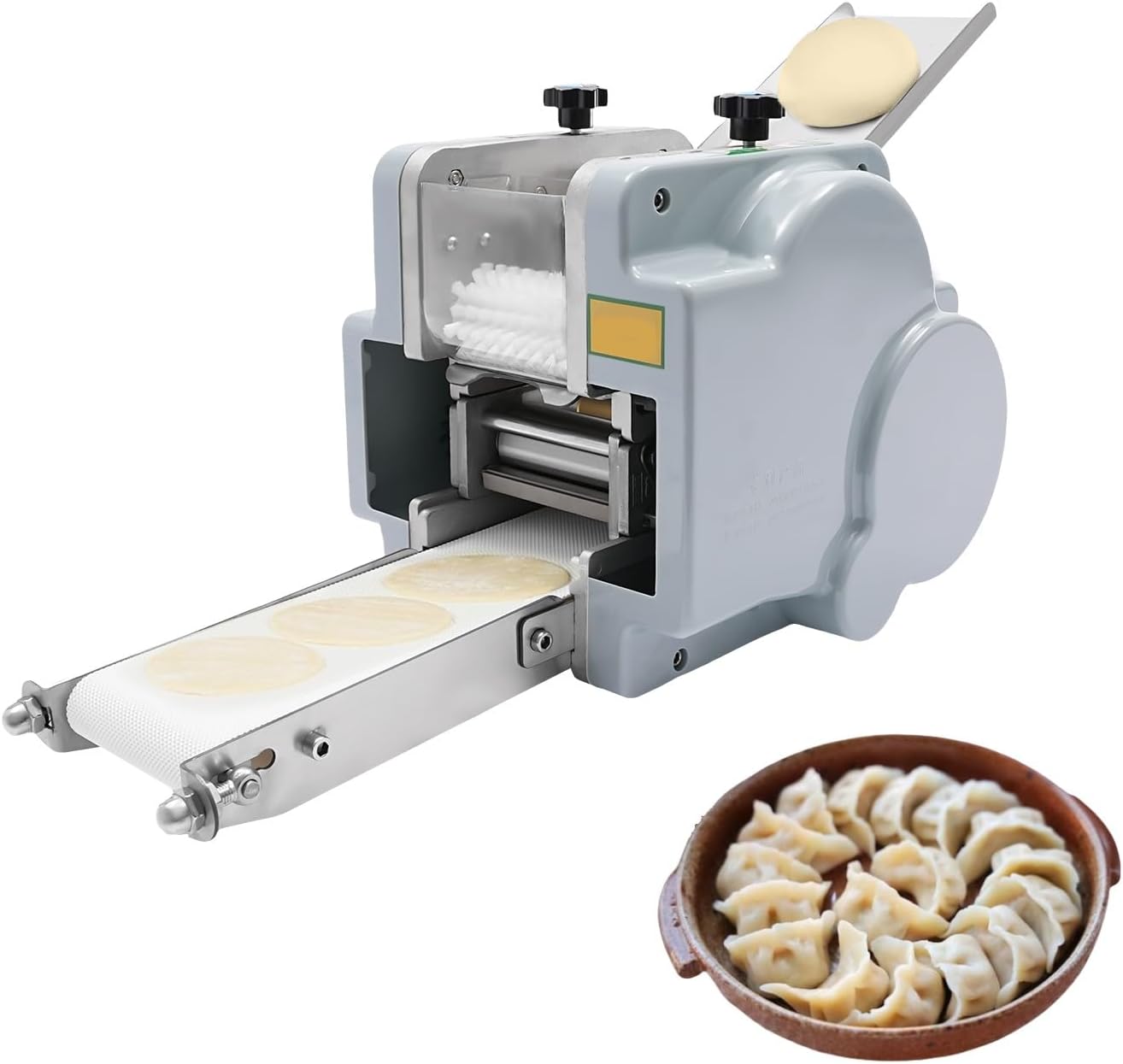 Commercial Dumpling Wrapper Maker, 110V 140W Electric Dumpling Maker, Automatic Dumpling Skin Machine with 3.54in Round Mold, Empanada Press, Wonton Dough Maker for Restaurant