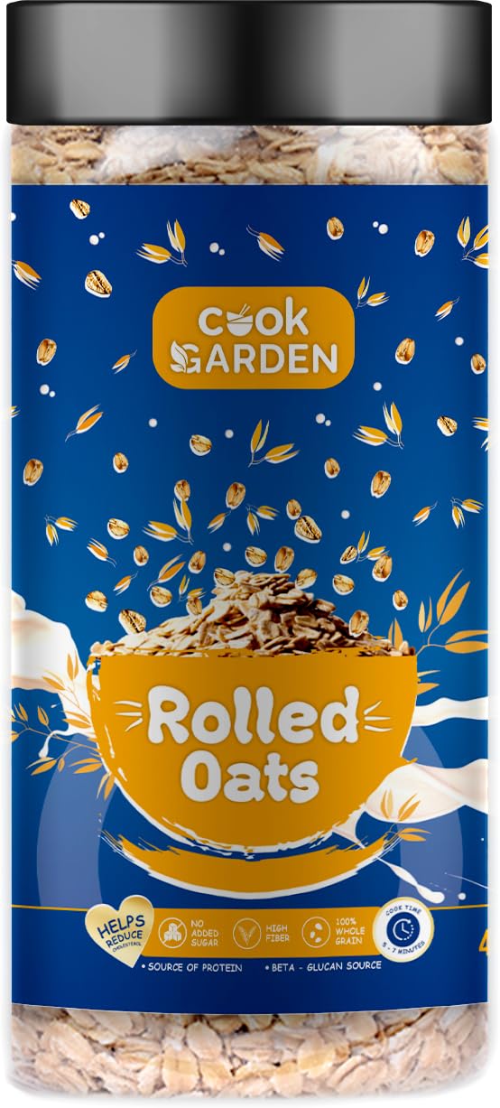 Cooked Garden Rolled Oats 400 GMS - 100% Wholegrain Breakfast | High Protein and Fibre | No Added Sugar | Healthy Snack