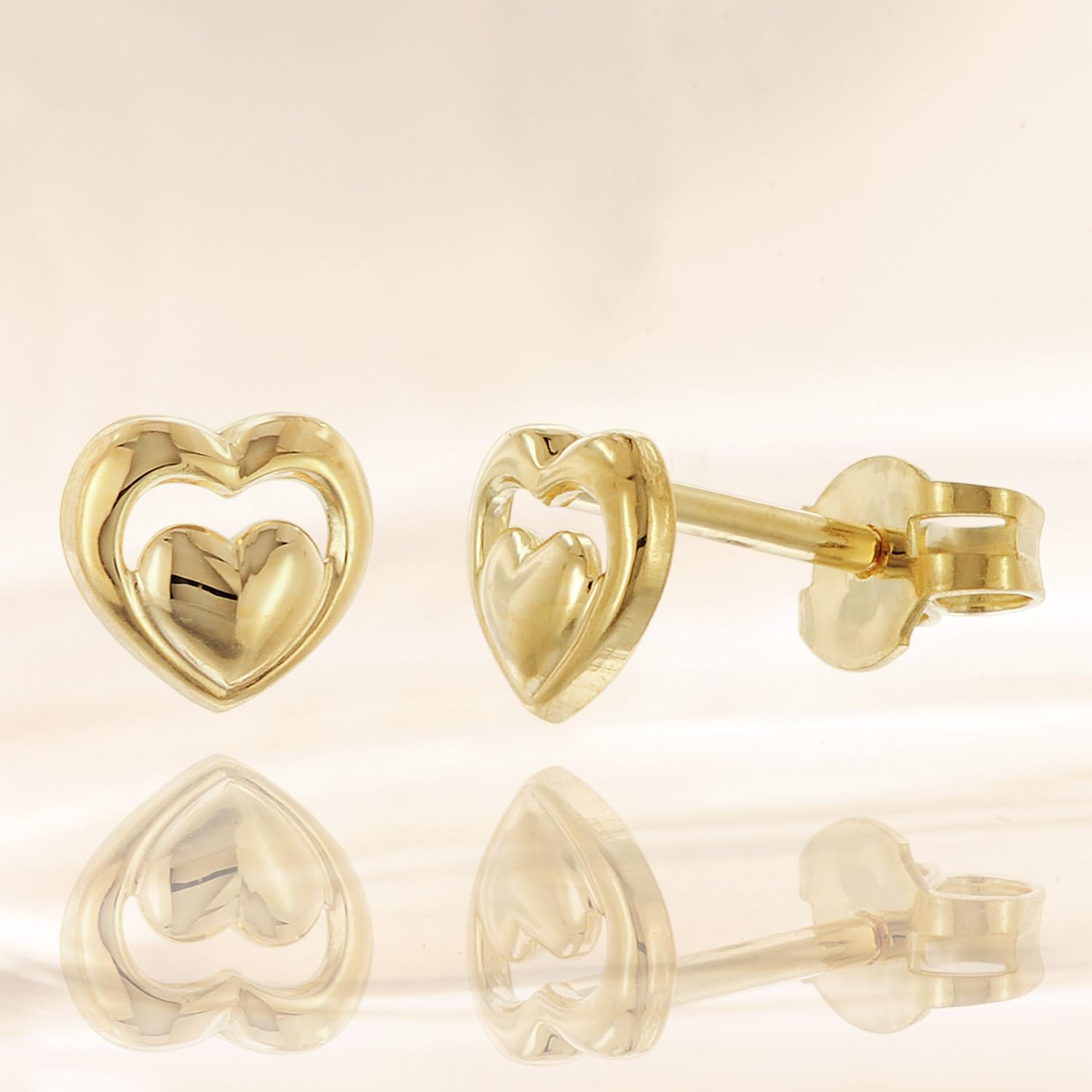 trendor Kinder-Ohrringe Gold 333/8K Ohrstecker Offenes Herz 28589