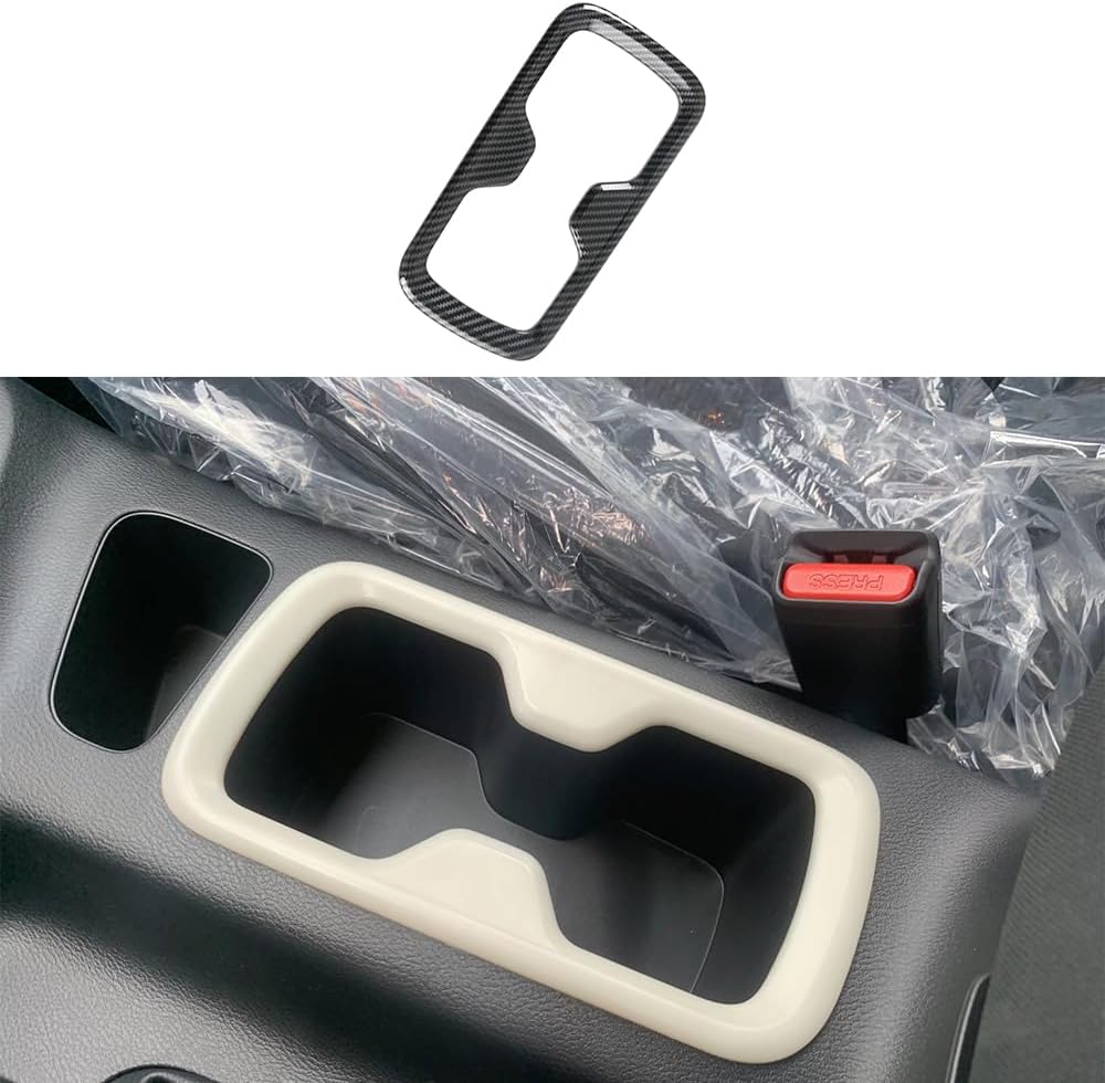 MACHSWON Carbon Fiber Car Center Console Water Cup Holder Panel Cover Trim, Front Water Cup Holder Trim, 2015-2021 Compatible with Nissan Navara NP300