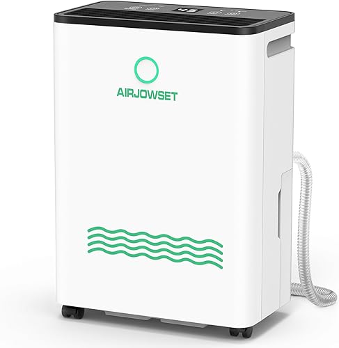 Deshumidificadores de 50 pintas, 4500 pies cuadrados, deshumidificador de sótano, tanque de agua de 0.66 galones con manguera de drenaje y