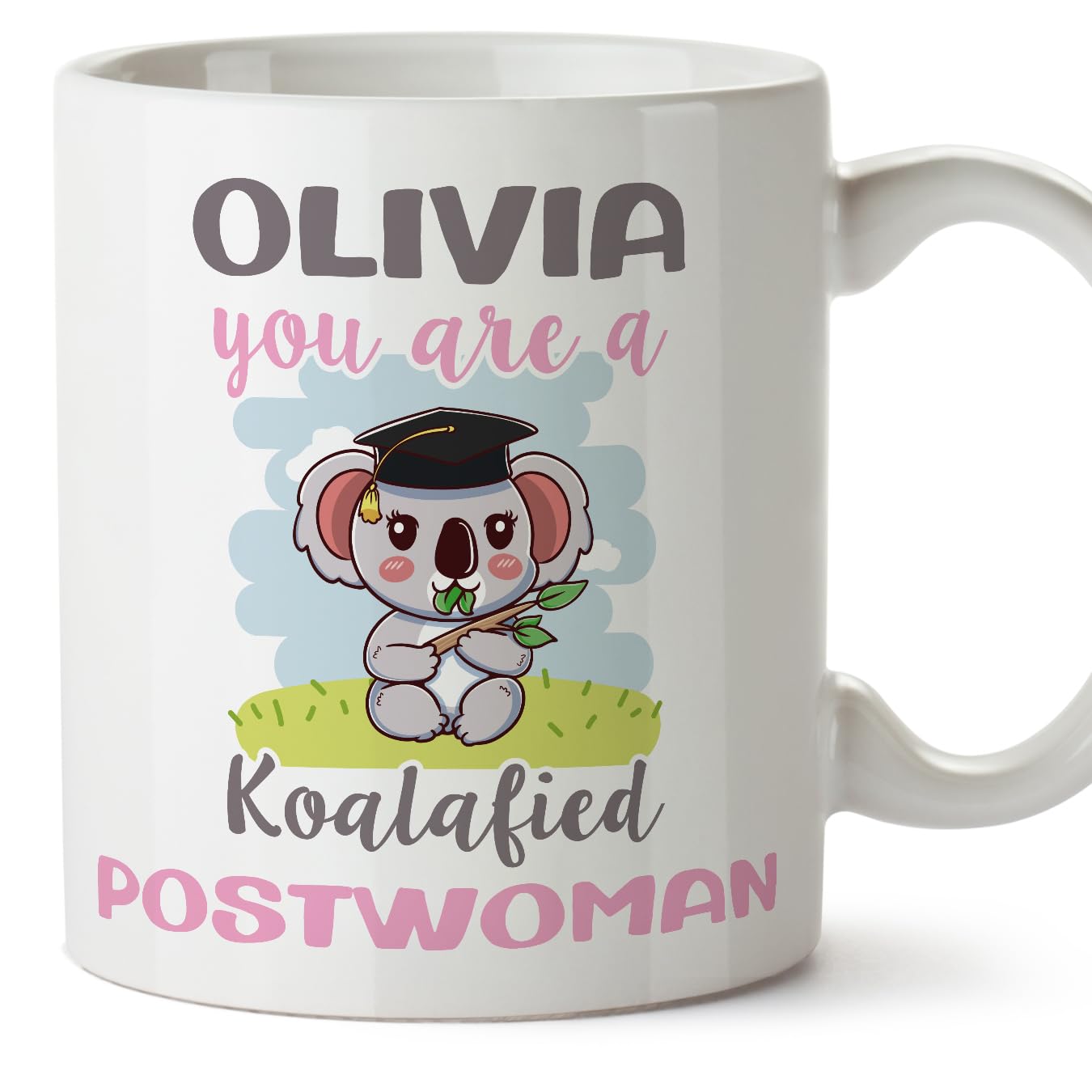 MUGFFINS Personalised Mug for Postwoman Woman - in English - Custom Koalafied - Funny Custom Gift for Colleagues - Ceramic 11oz Mug — image 1