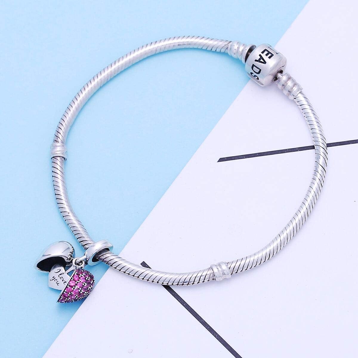 925 Sterling Silver Love Heart Charms fit Pandora Style Bracelets for Mothers Day Christmas Valentines Day Gift for Mom Wife Grandma - Image 3