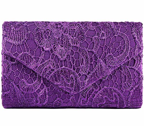 Espeedy Pochette de soirée/mariage pour femme Style simple avec dentelle, violet Cover