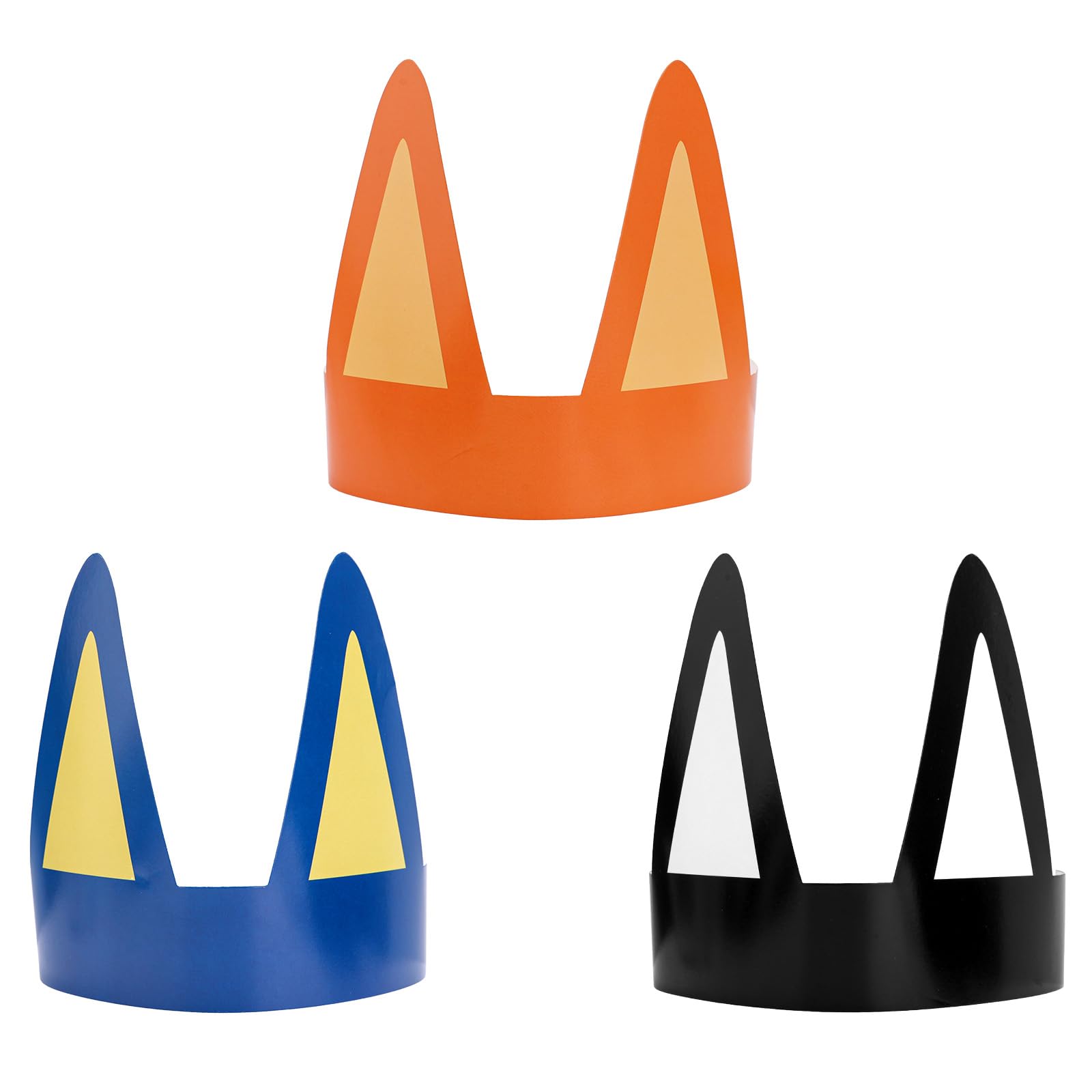 Gosknor 24pcs Dog Theme Birthday Headbands, Coated Paper Puppy Ears Crowns with Elastic Ropes Dog Party Hats Favors for Kids Adults Dress-up Photo Props Decorations Supplies (Blue, Orange, Black)