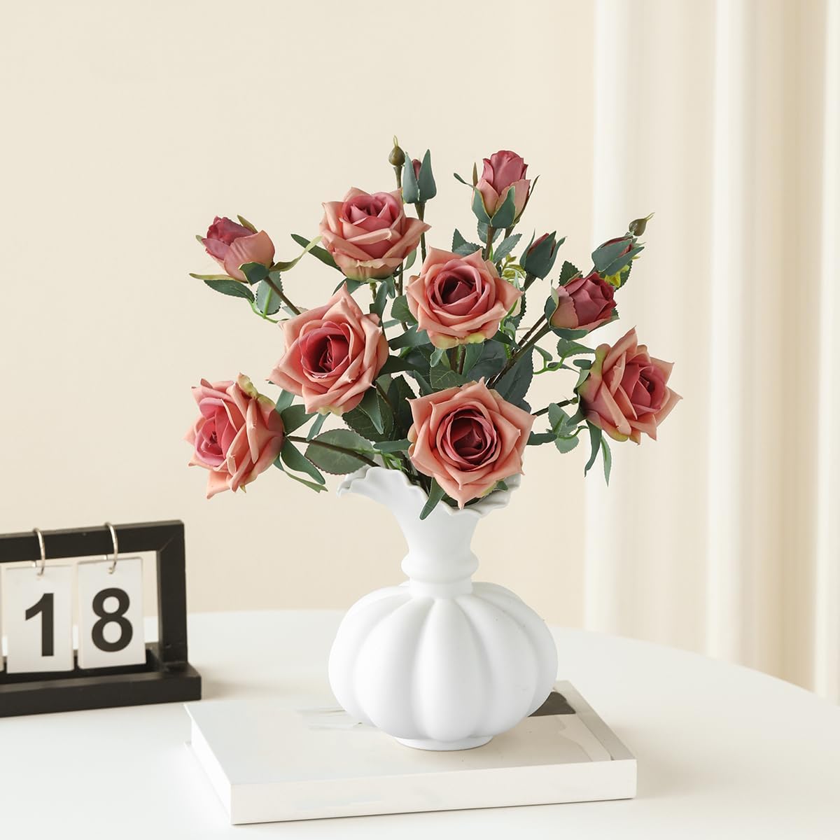 Flower Vase,Matte White Pumpkin Ceramic Vase, Ceramic Vase for Decor,Container for Flower, Centerpieces for Dining Table,for Living Room Desk Shelf Decor - Image 4