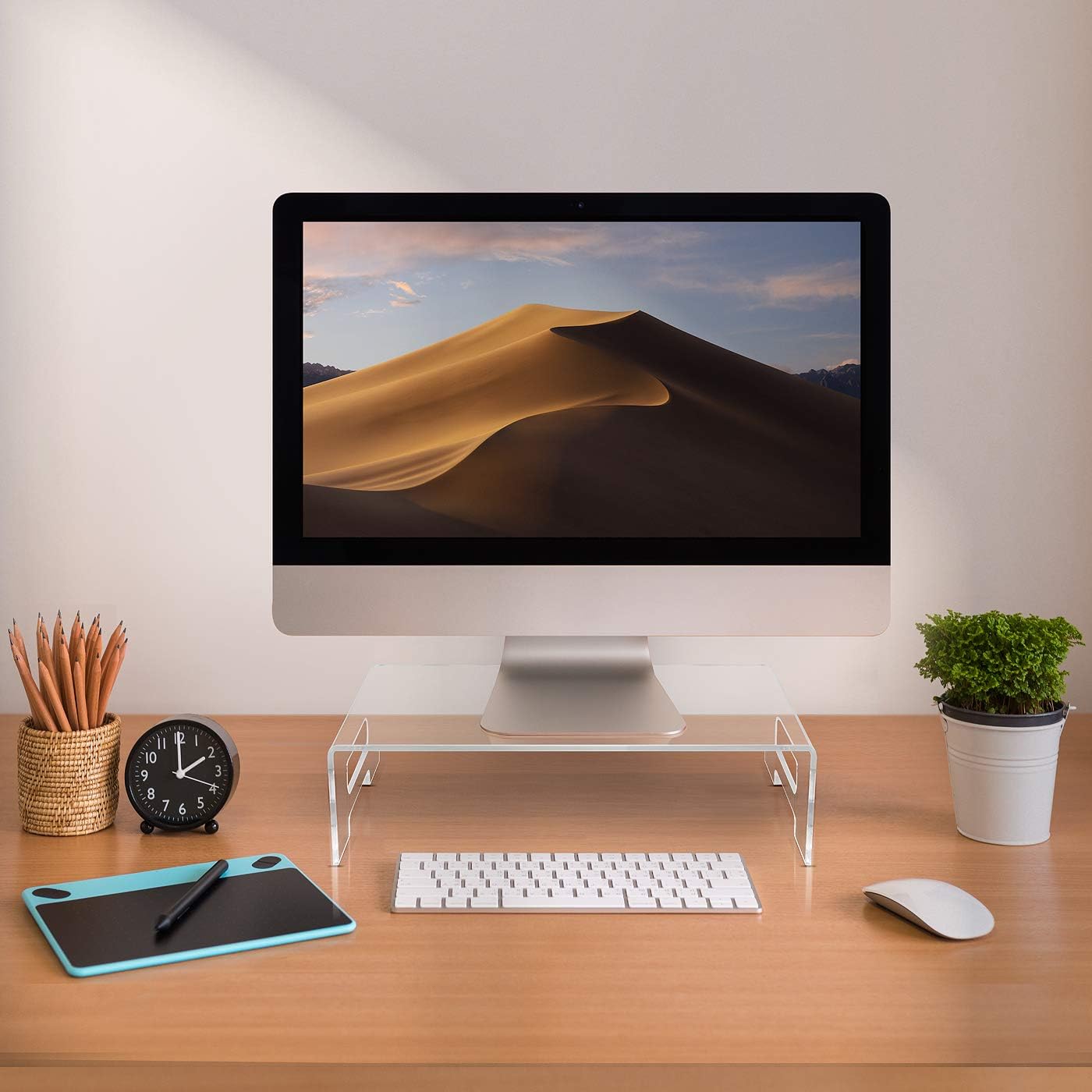 Sorbus Acrylic Monitor Stand, Clear Laptop Riser, Computer Desktop Stand, Desk Display Tray Shelf, Bed Tray with Carry Handles, Keyboard Cover, Laptop Monitor, Showcase Fixtures, Food Display Risers