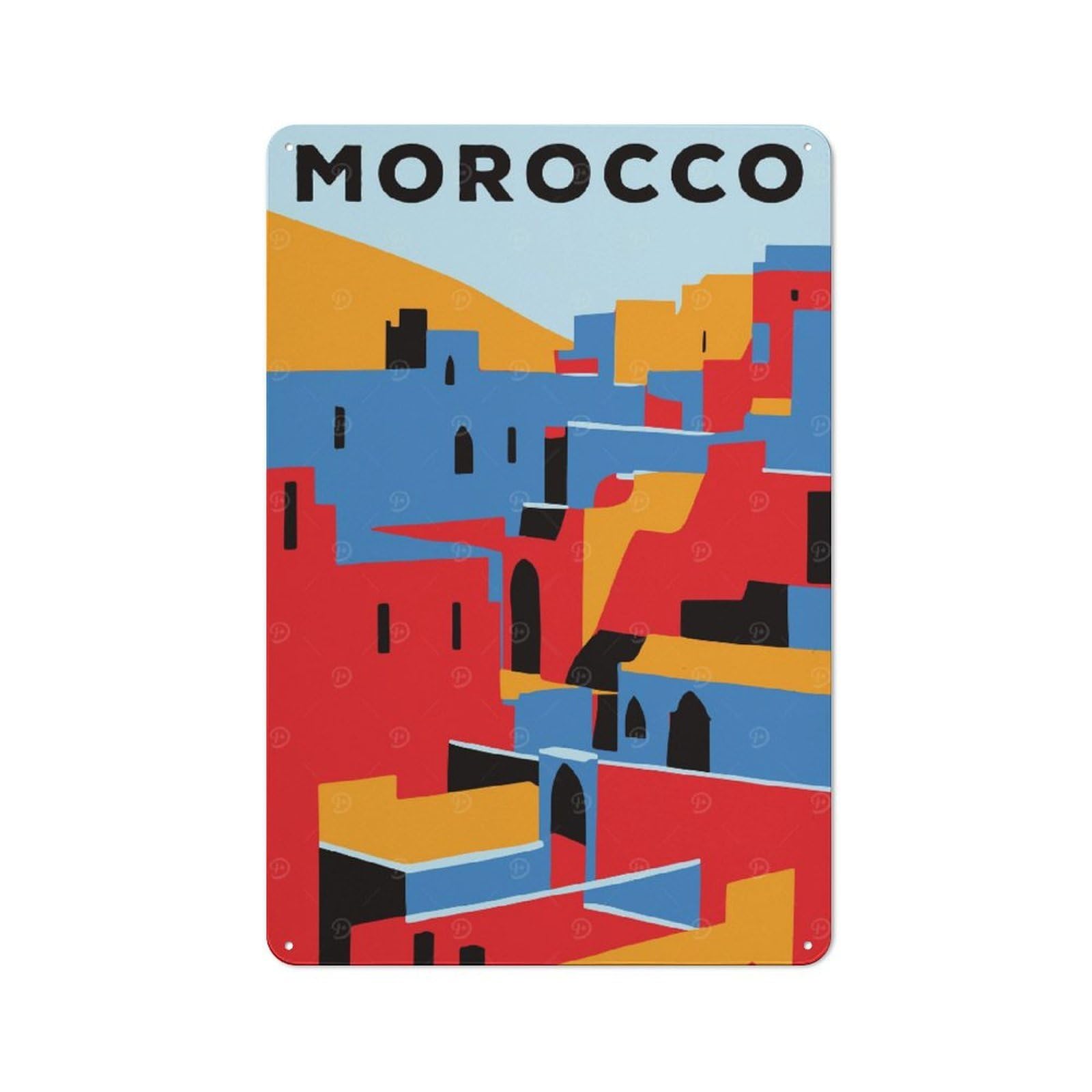 Junmoney Minimal Morocco 30X20cm Vintage Tin Sign With For Hobby Room Or Studio, For Winter Interiors And Metal Sign Collectors