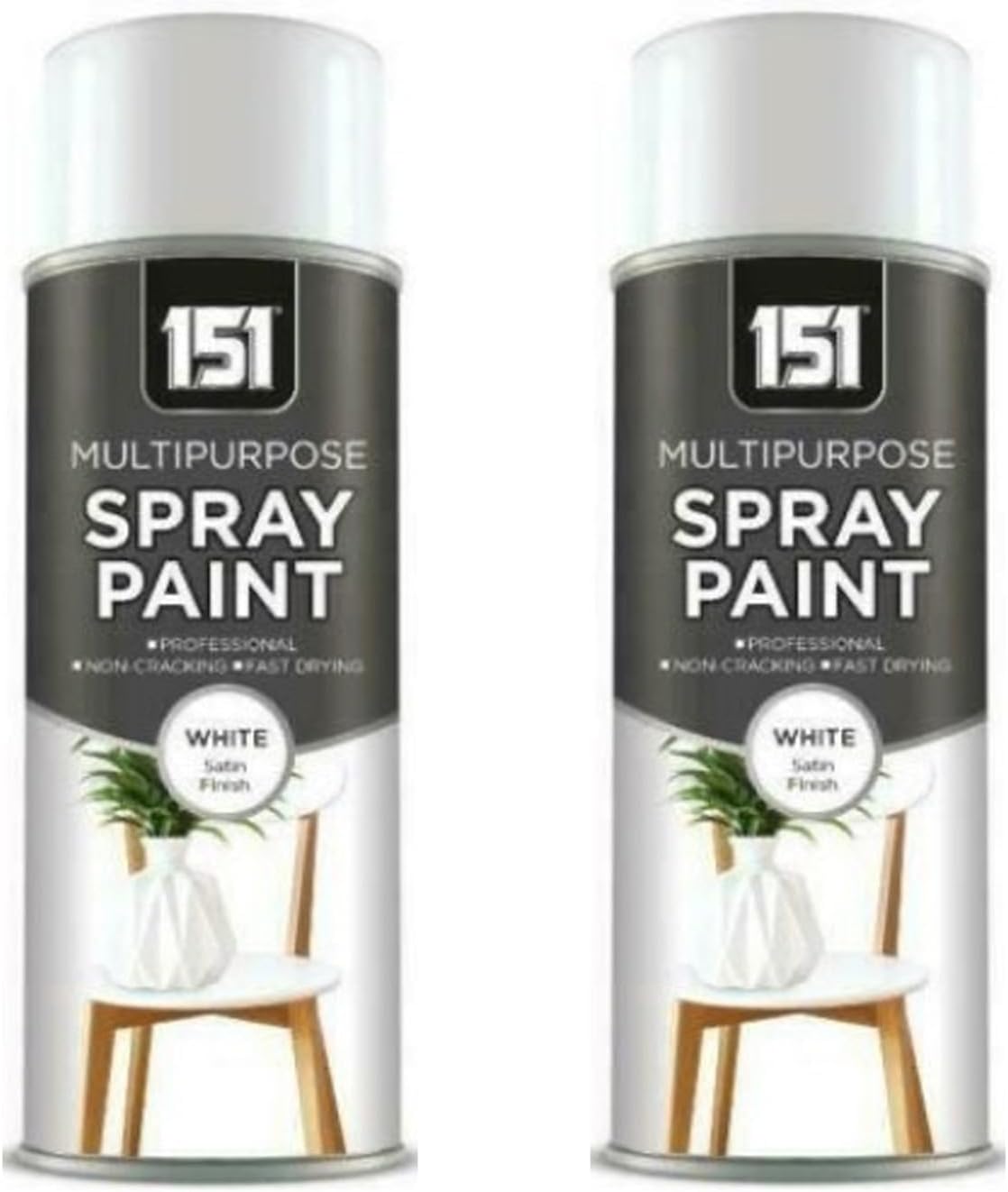 PNJB White Satin Finish Spray Paint, Clean and Modern Touch, Home Décor, Furniture, And Outdoor Projects, Apply Multiple Coats, Even, Reliable Coverage, 400ml (2 Pcs)