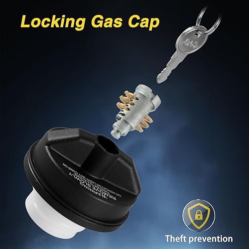 Miniatura 3 de Tapa de gasolina con bloqueo regular Tapa del depósito de combustible con llaves compatible con Camry Tacoma, Acura, Honda, CRV, Infiniti, Mazda,