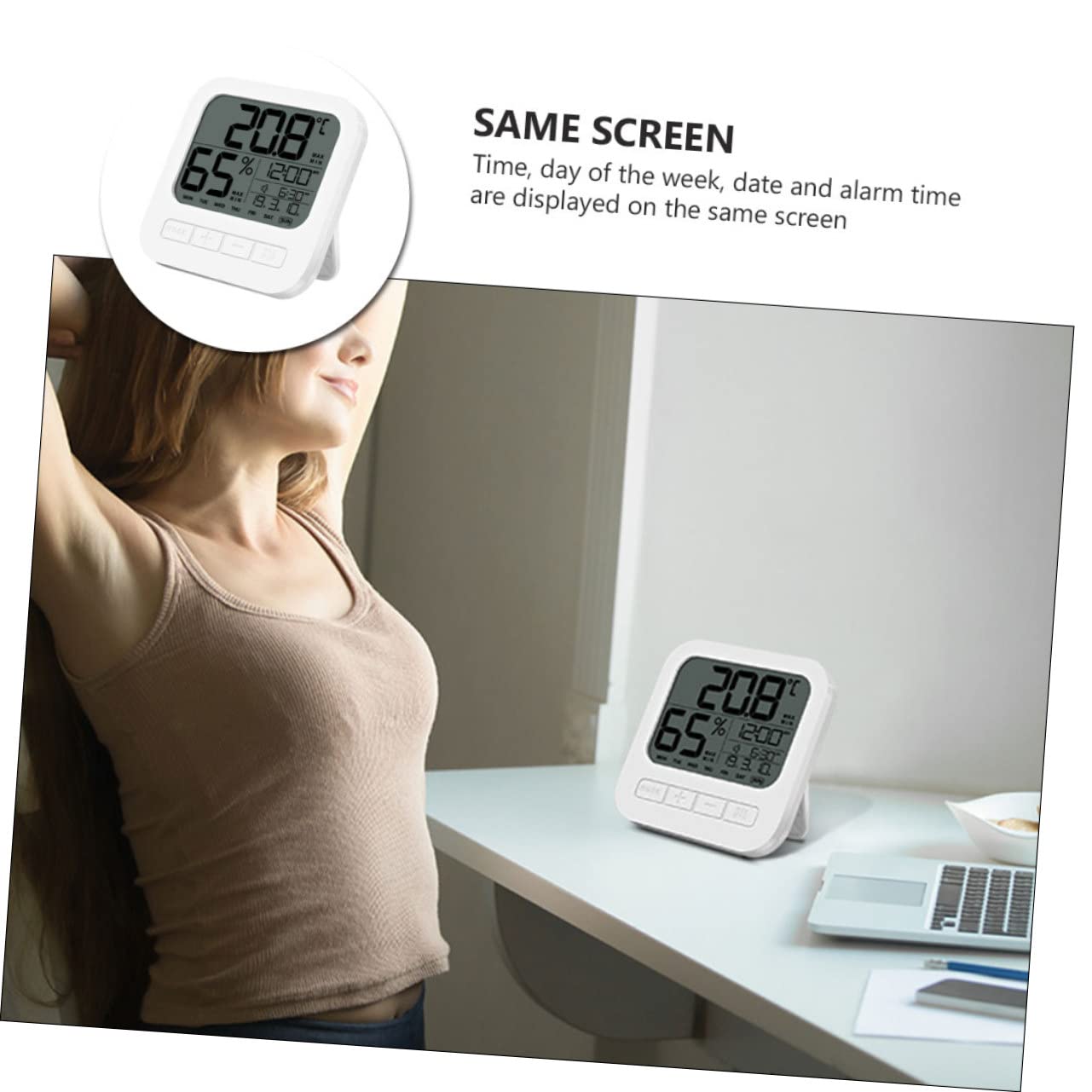 Toddmomy 2pezzi Termometro Igrometro Digitale Per Interni Misuratore Di Temperatura e Umidità Ad Alta Precisione Con Display Lcd Retroilluminato Funzione Allarme e Design Da Parete Ottimo