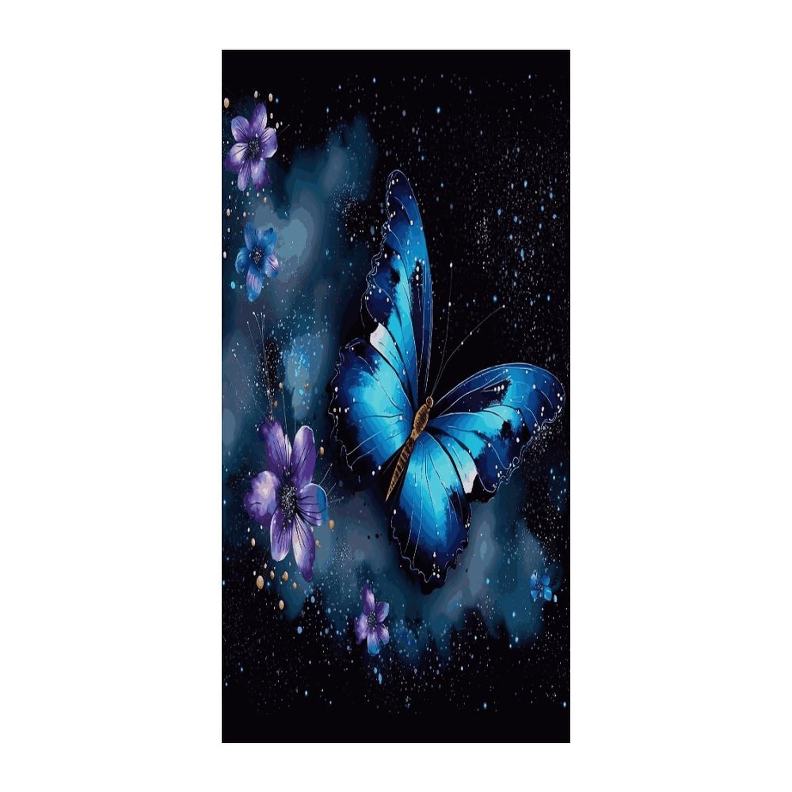 Fekiloot Style Galaxy Blue Butterfly Door Curtain Room Divider Curtains