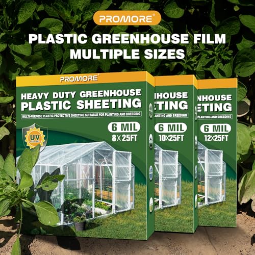 PROMORE Greenhouse Plastic Sheeting 6 Mil 12x25 FT, Clear Plastic Sheeting Heavy Duty, Polyethylene Film, UV Resistant, Tear-Proof, for Garden, Agriculture, Painting Floor Protection - Thumbnail 2