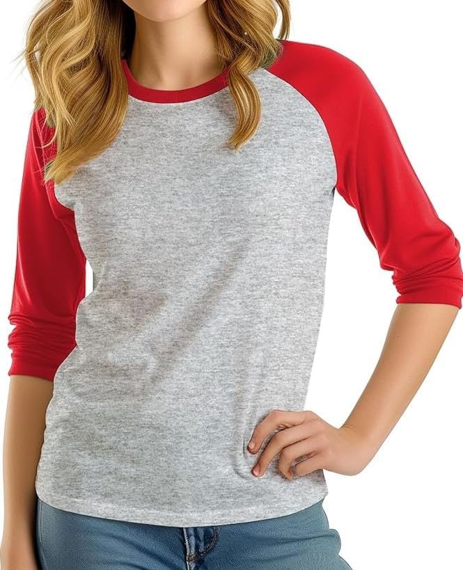 3/4 Sleeve Tops for Women - Casual Fashion Blouse Baseball Style Tees Three Quarter Raglan Shirt Women