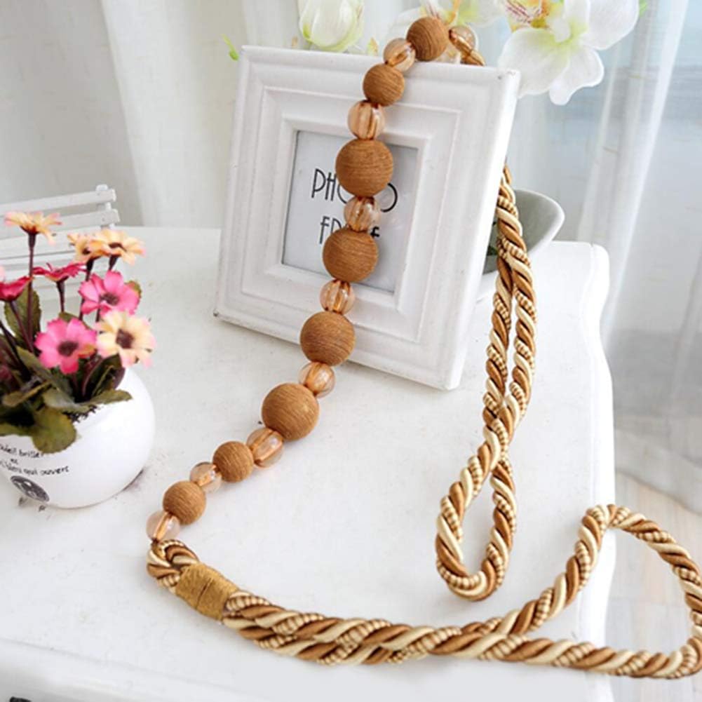 1 Pair Pastoral Style Curtain Bandage Rope Creative Simple Beaded Curtain Tiebacks Drape Bead Curtain Holdback Rope (Purple)