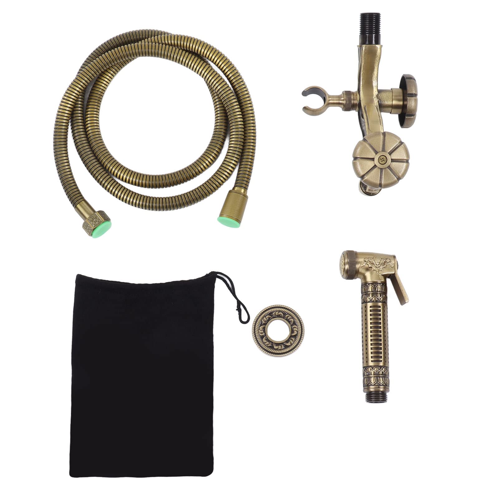Fafeicy Rubinetto a Muro Monoforo Ottone Retro con Doccetta, per Bagno | Costruzione in Ottone, Filettatura G1/2, Raggio di Spruzzo di 6,5 Piedi, per Bidet o Lavello da giardino.