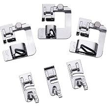 6Pcs Hemming Foot Kit Sewing Rolled Hem Presser Foot,6 Sizes Wide & Narrow Hemmer Foot for Low Shank Singer, Brother, Janome, Euro-Pro, Babylock Sewing Machines