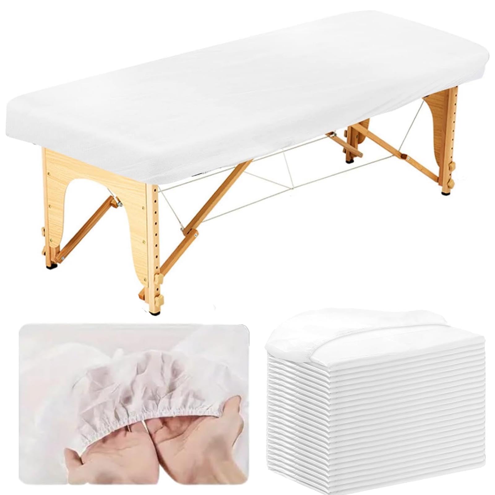 Lot de 30 draps-housses jetables pour table de massage avec élastique, respirant et jetable, en tissu non tissé, usage unique pour salon de beauté, tatouage, lit de cils faciaux, 88,9 x 218,4 cm