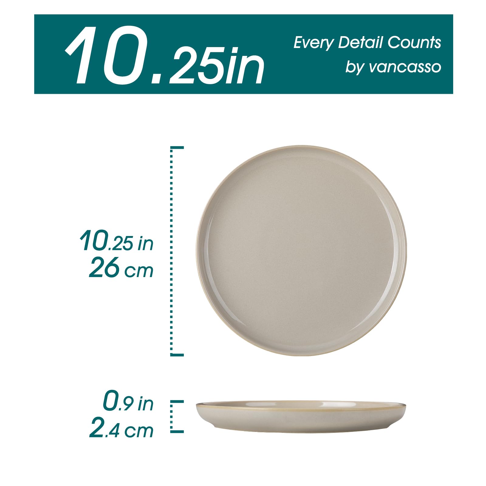 vancasso PLAYA dinerborden, 6-delige set, 26 cm, aardewerk, moderne