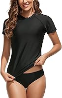 Bonneuitbebe Women's UPF 50+ Short Sleeve Rash Guard Swim Shirt - UV Sun Protection Top for Beach & Water Sports