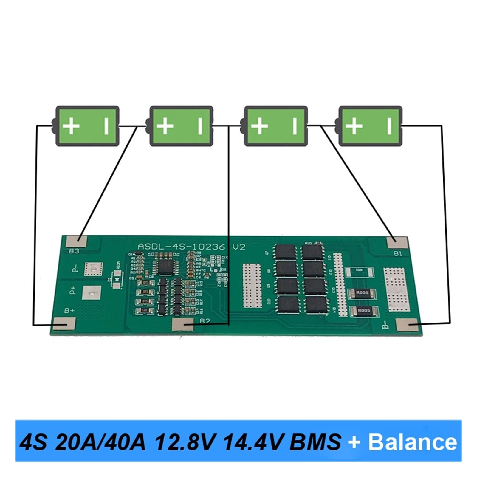 Carte BMS 4S 40A/20A Avec Balance - Protection Batterie 12.8V/14.4V Pour 32650/32700, Panneau Solaire, Bateau
