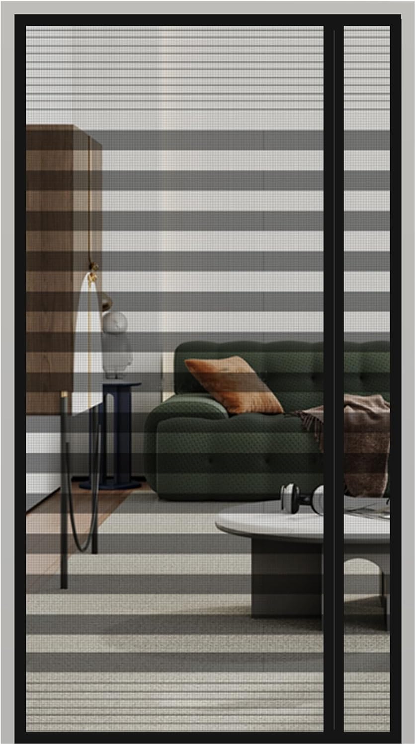 Augblinds Magnetic Screen Door, Reversible Left Right Side Opening, Fits 32 x 80 Inch Doors, Heavy Duty Fiberglass Mesh, Strong Magnetic Closure for Sliding Patio Front Back Doors