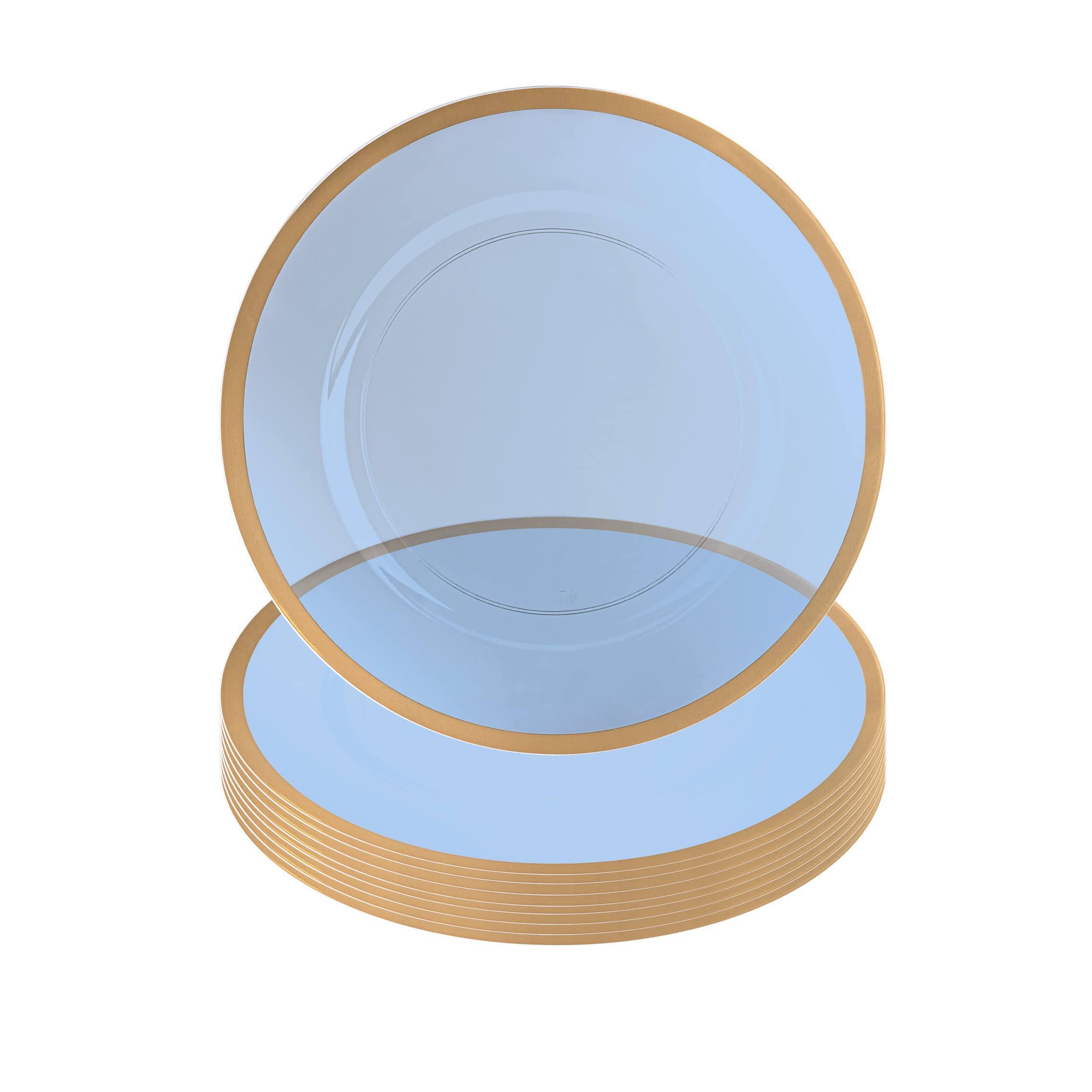 Blue Charger Plates With Gold Rim 8 Pack - 13