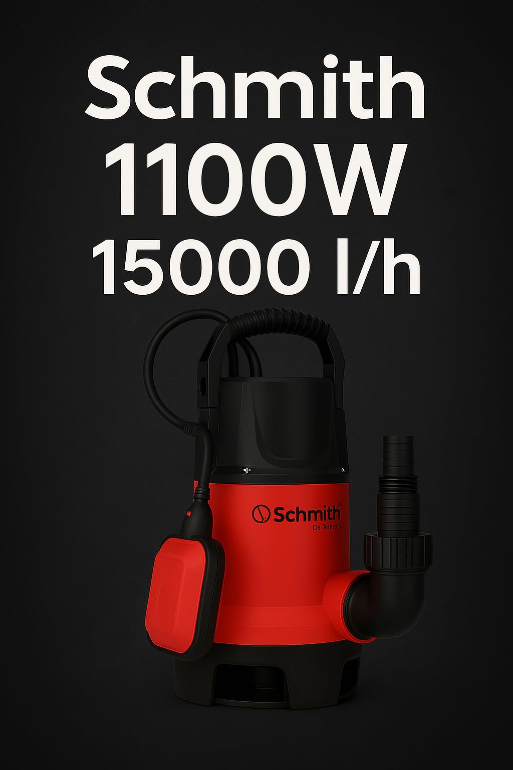 Bomba de agua sumergible achique - Bomba aguas sucias 220v - 1100 W - 15000 L/H - Máx. Altura de descarga 9 M, Máx. tamaño de partícula 25mm - Para agua limpia y aguas residuales