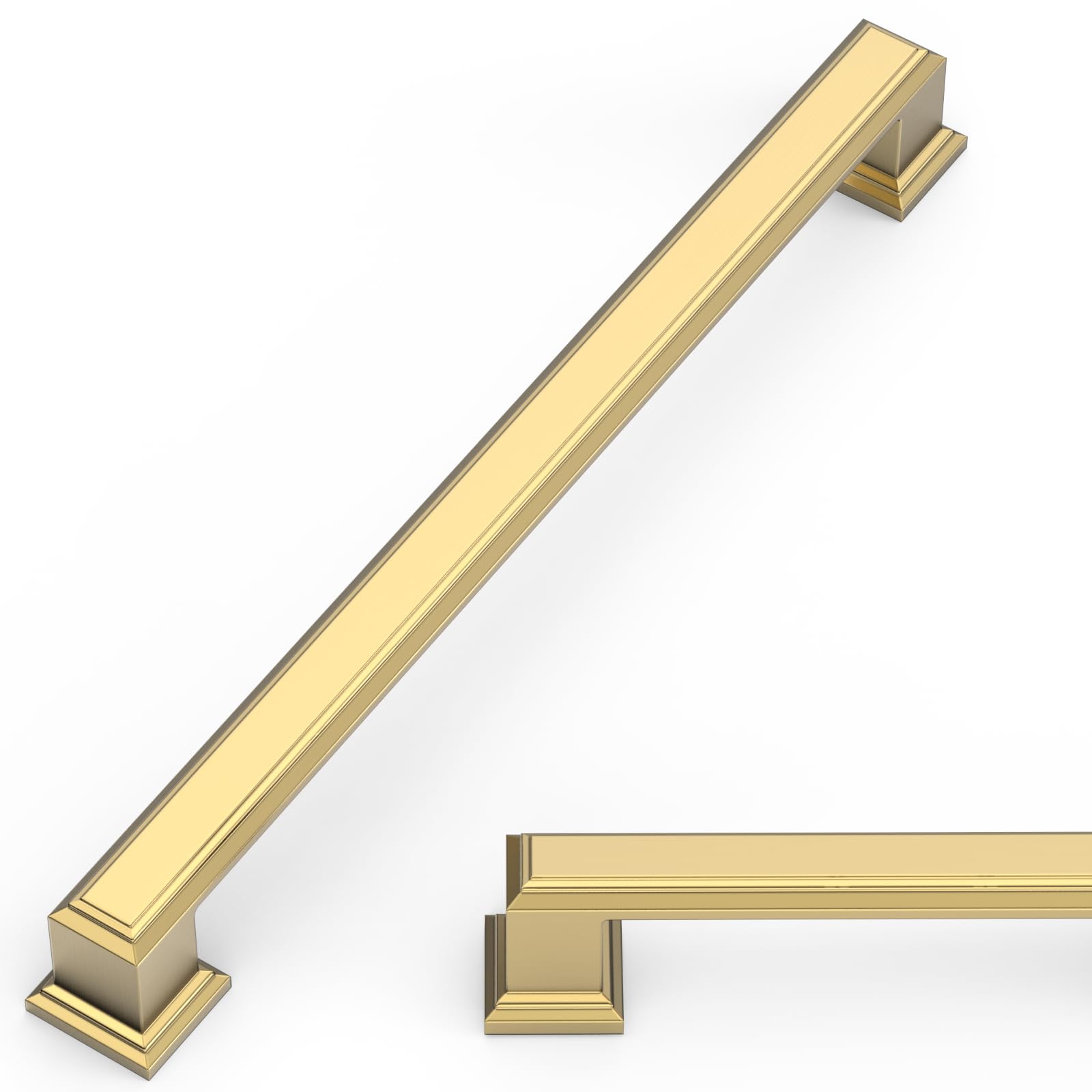 Amerdeco 6 Pack Champagne Bronze Cabinet Pulls, 7.5 Inch(192mm) Hole Centers Kitchen Cabinet Handles, Solid Zinc Alloy Cabinet Hardware Drawer Pulls for Dresser Cupboard Wardrobe,AM045