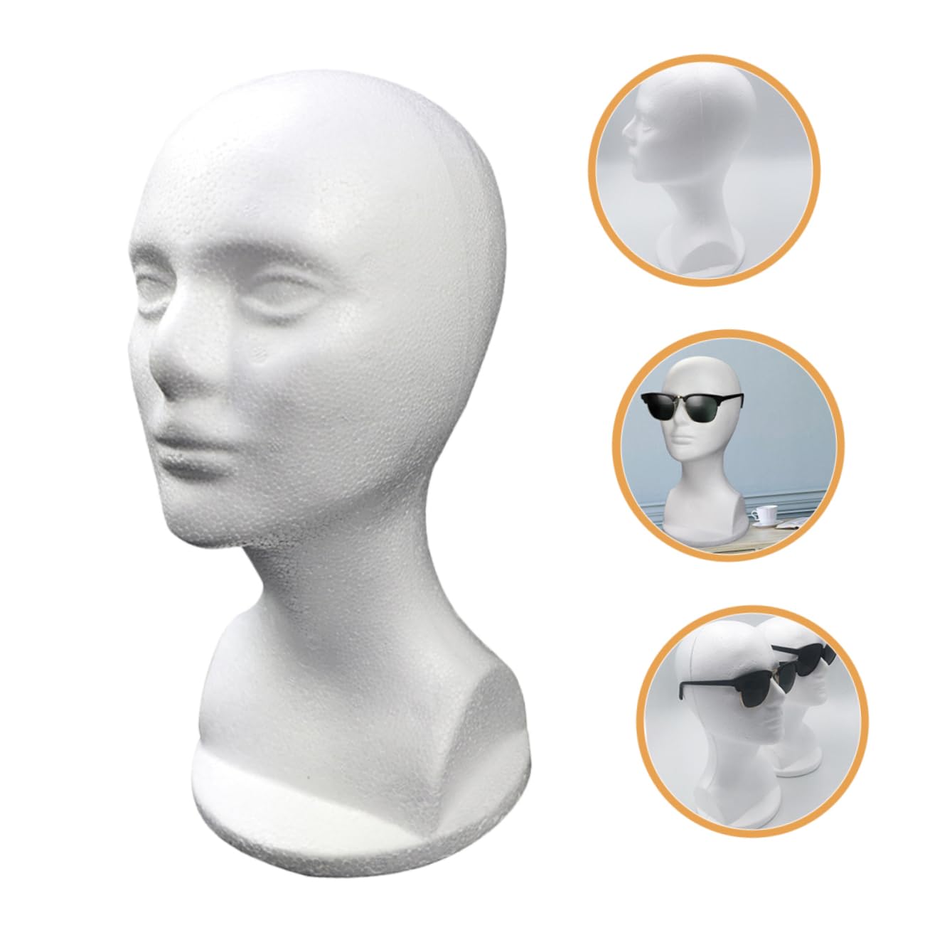 Baluue Soporte de Cabeza de Maniquí Femenino de Espuma Ligera para Exhibición de Pelucas y Sombreros en Salones y Tiendas
