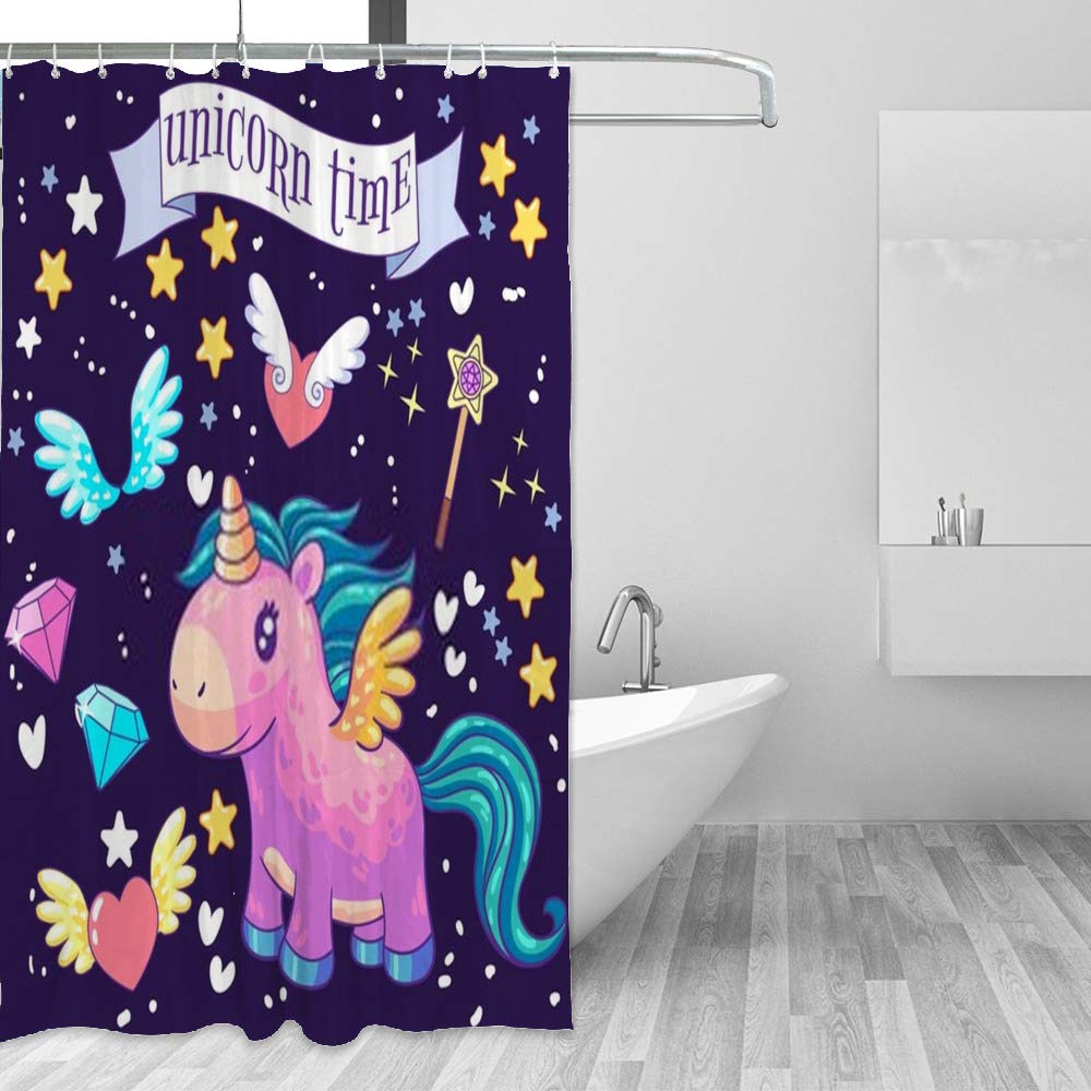 Rideau de douche licorne CHEHONG pour une salle de bain joyeuse et colorée