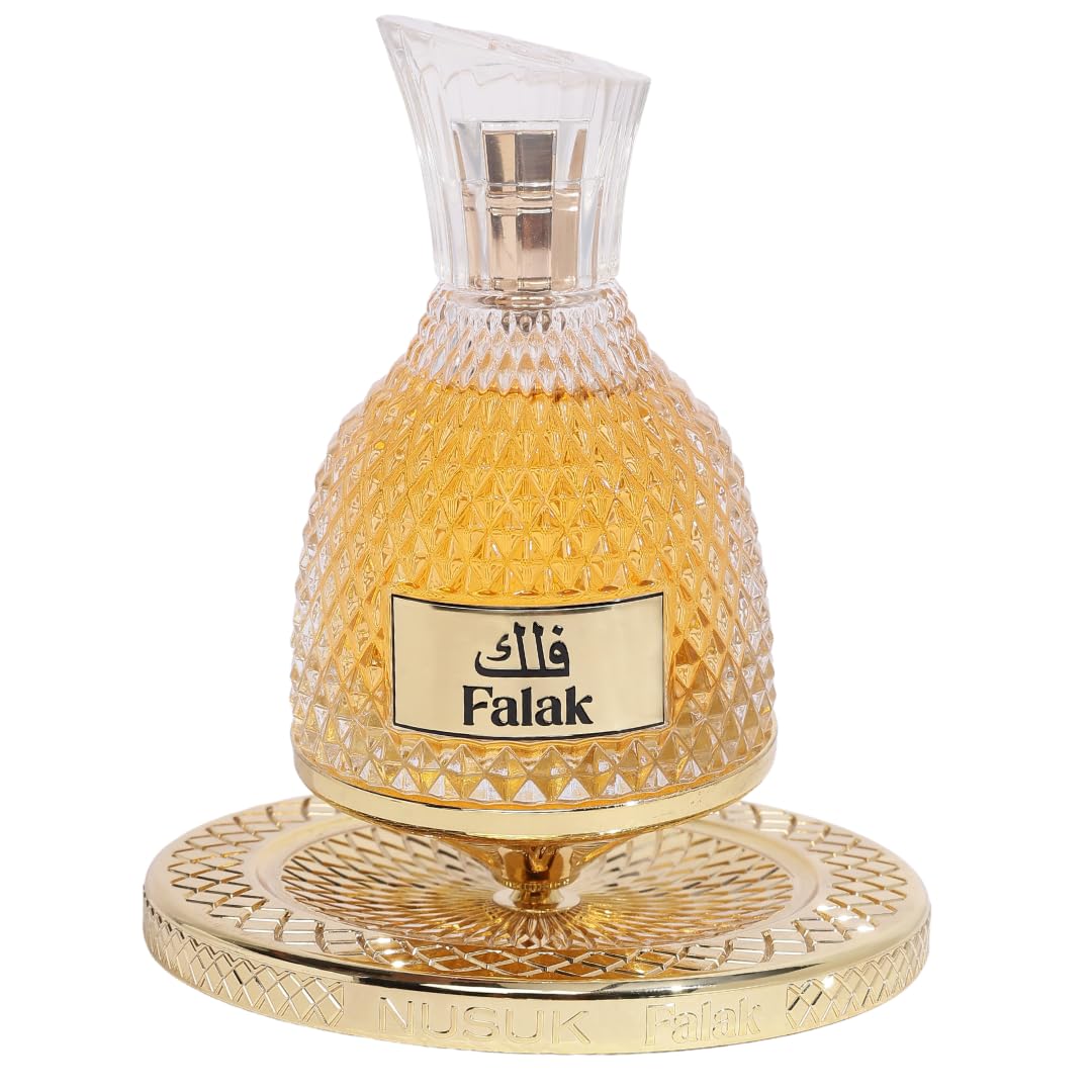 Nusuk Falak Eau De Parfum 100ml | Parfum unisexe longue durée | Parfum caramel, vanille et praline | Parfum gourmand chaud | Bouteille en verre spray élégante
