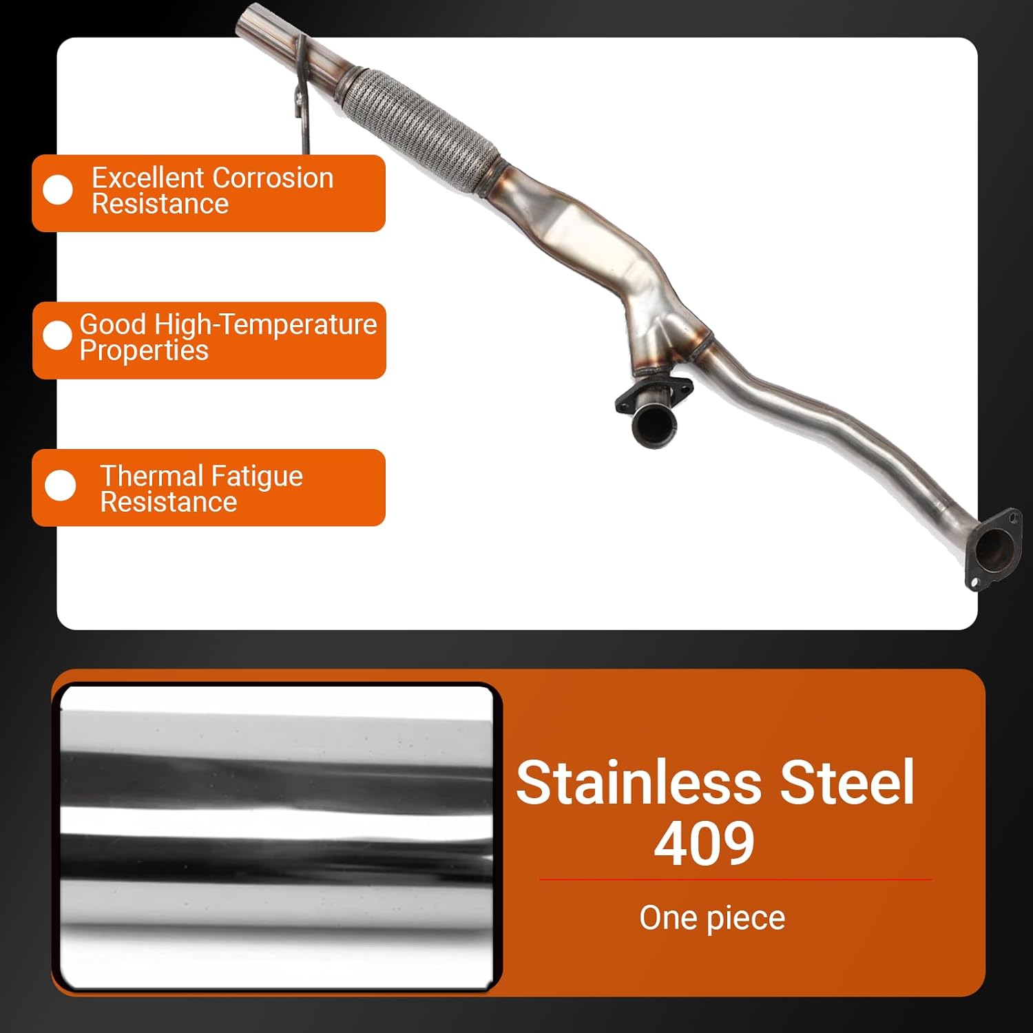 1pc 100% Stainless Steel Muffler Front Flex Pipe Exhaust Y Pipe Replacement OEM-BB5Z5G274A, DB5Z5G274B Compatible with 2011-2019 Ford Explorer 3.5L 55661