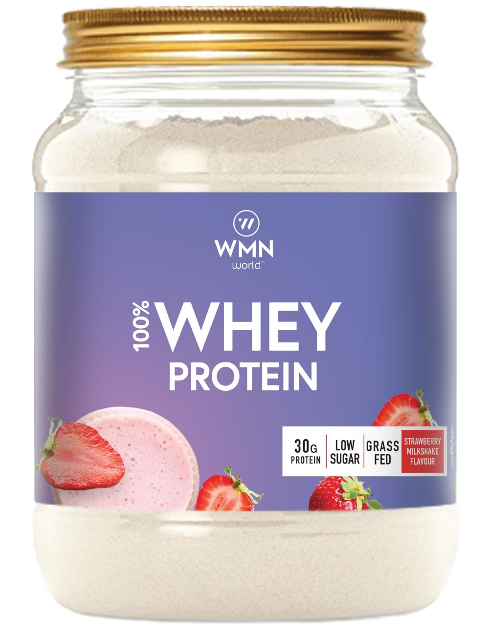 Whey Protein Powder - Premium Grass-fed Whey Protein | Muscle Building & Recovery 500g | Natural Strawberry Milkshake