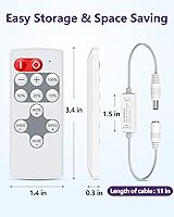 Vista 8 de HitLights Mini RF Remote Controller for Single Color LED Strip Lights, DC 5-24V, 12-Key Wireless Dimmer with Dynamic Effect Mode, PWM Dimming