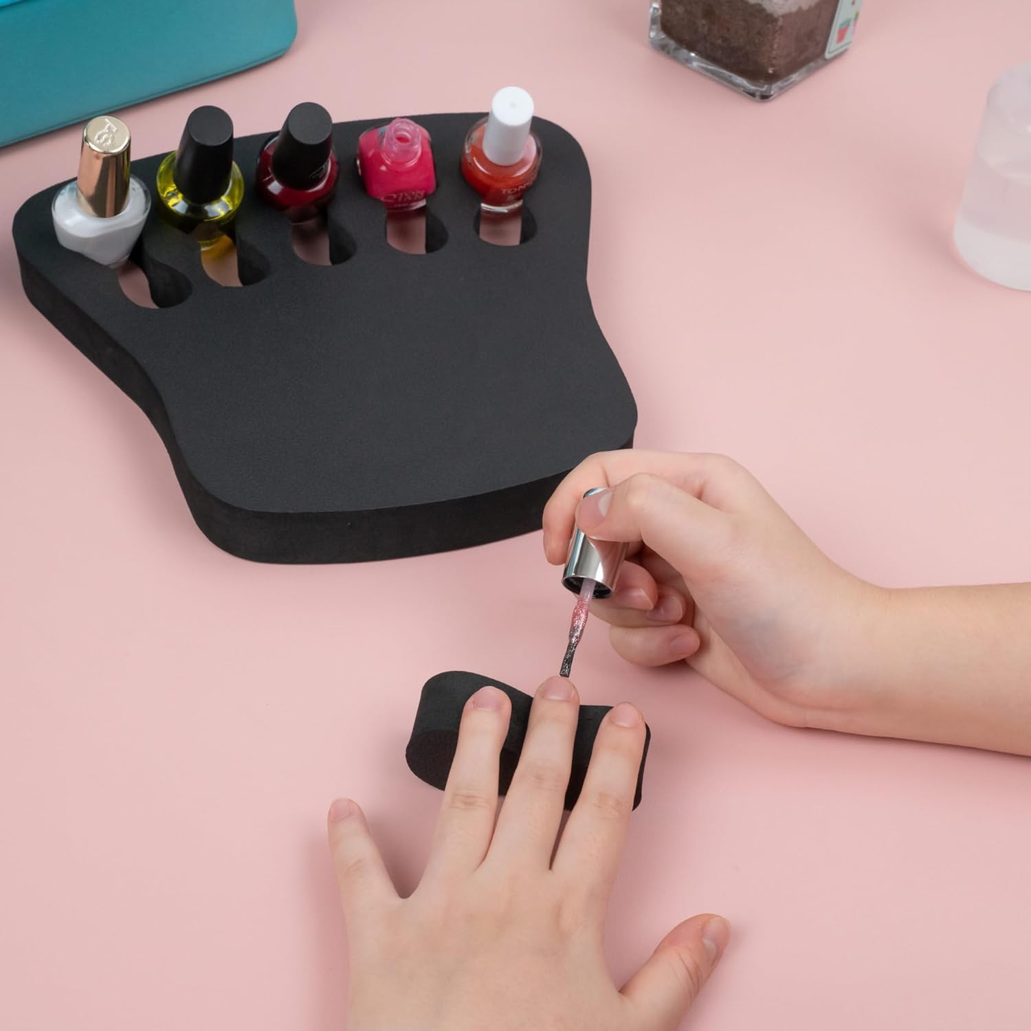 ButterFox Nail Polish Organizer Holder, Nail Art Manicure Hand Stand Rest Work Station (Black)