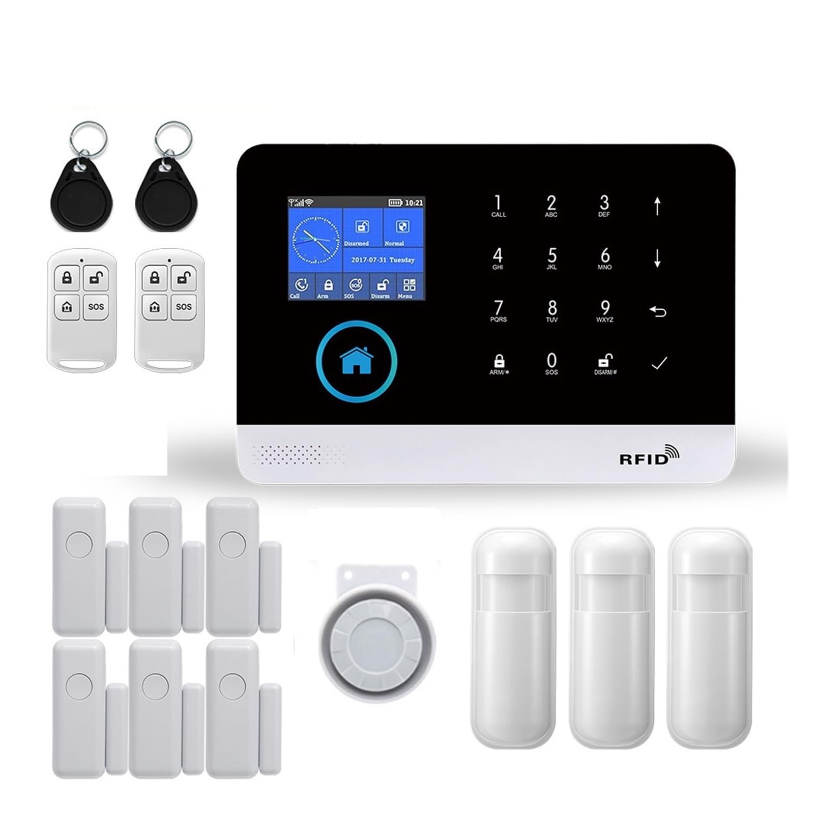 TUYA Wireless WIFI GSM Home Security Alarm System With Solar Strobe Siren PIR Motion Sensor Compatible Remote Monitoring(D)
