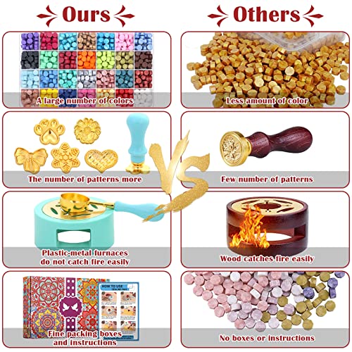 Upgraded Wax Seal Stamp Kit, Anezus 790Pcs Sealing Wax Kit With Wax Seal Beads, Wax Stamp, Wax Warmer, Vintage Envelopes, And Gift Box For Letter Sealing, Invitation Cards, Craft Decoration #TOP1