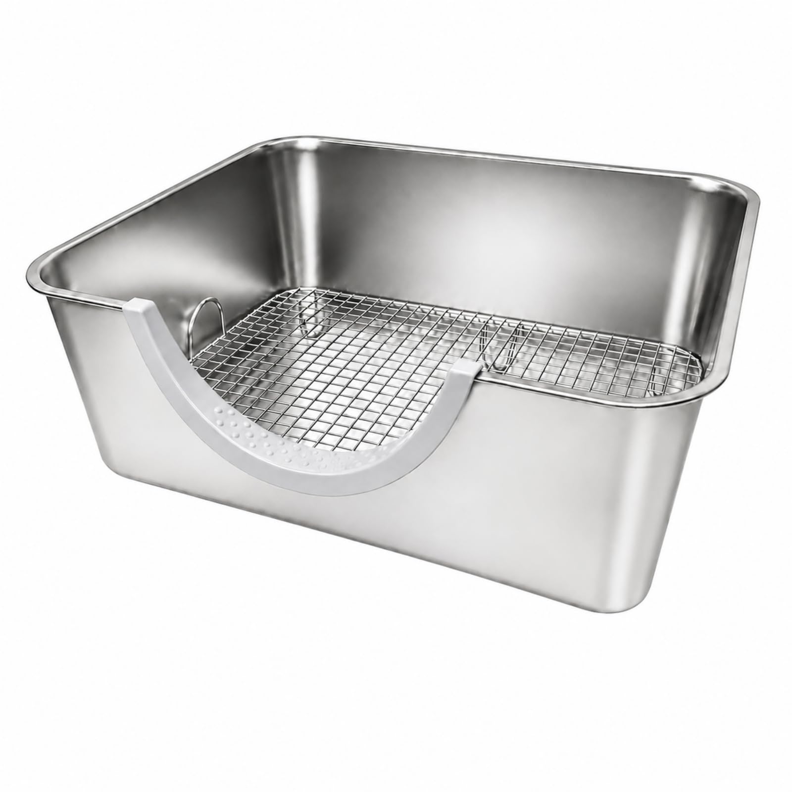 Lettiera in Acciaio Inox con Griglia Facile da Pulire Spaziosa per Proprietari di Conigli, Habitat Indoor, In Un Coniglio