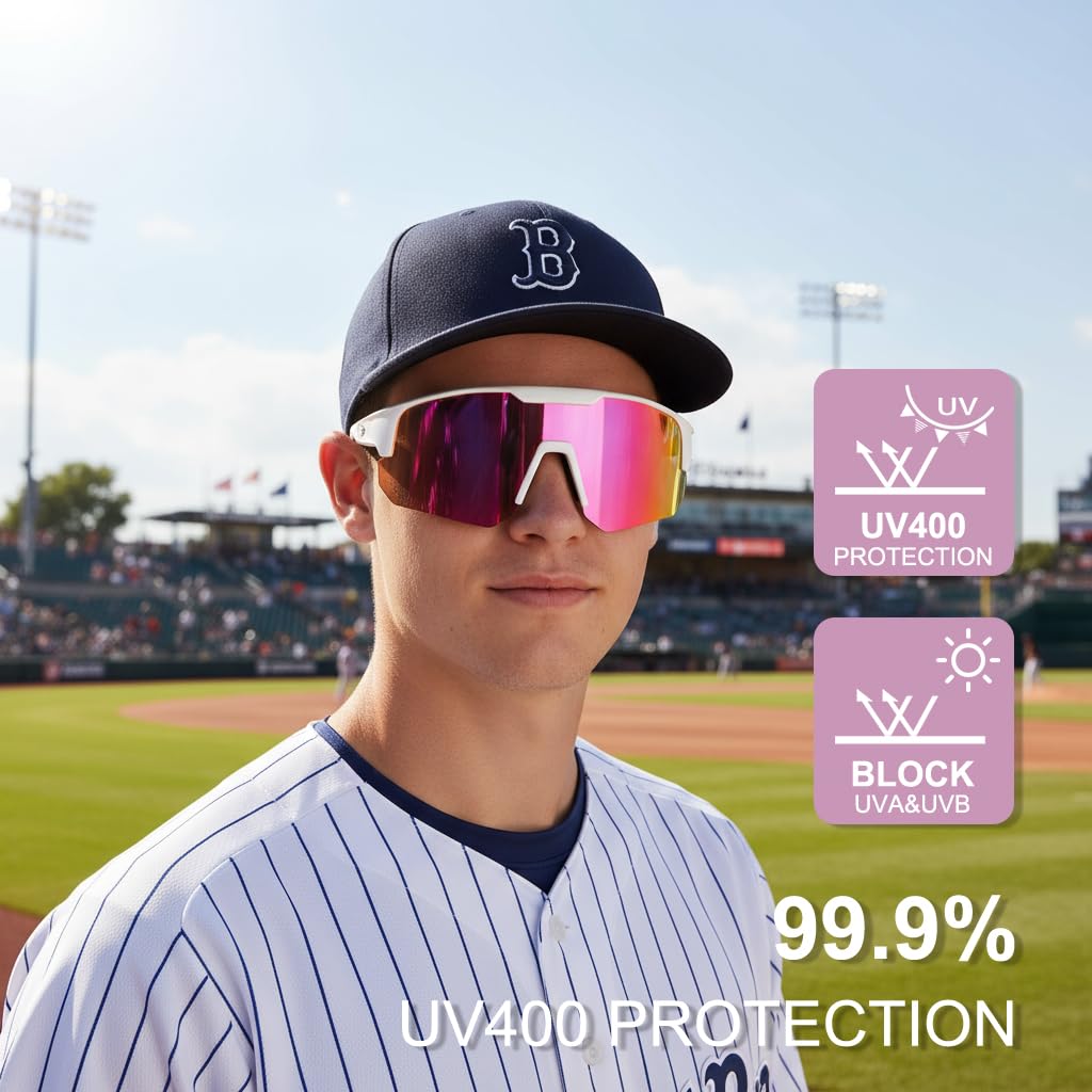 OULAIQI Polaryzacyjne sportowe okulary baseballowe, lekki materiał TR90, UV400 unisex okulary rowerowe dla młodzieży i dorosłych