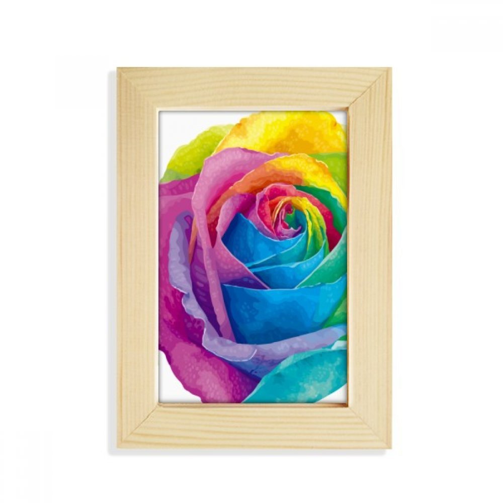 Cuadro LGBT arcoíris decorativo de madera 5x7 pulgadas portarretratos de mesa