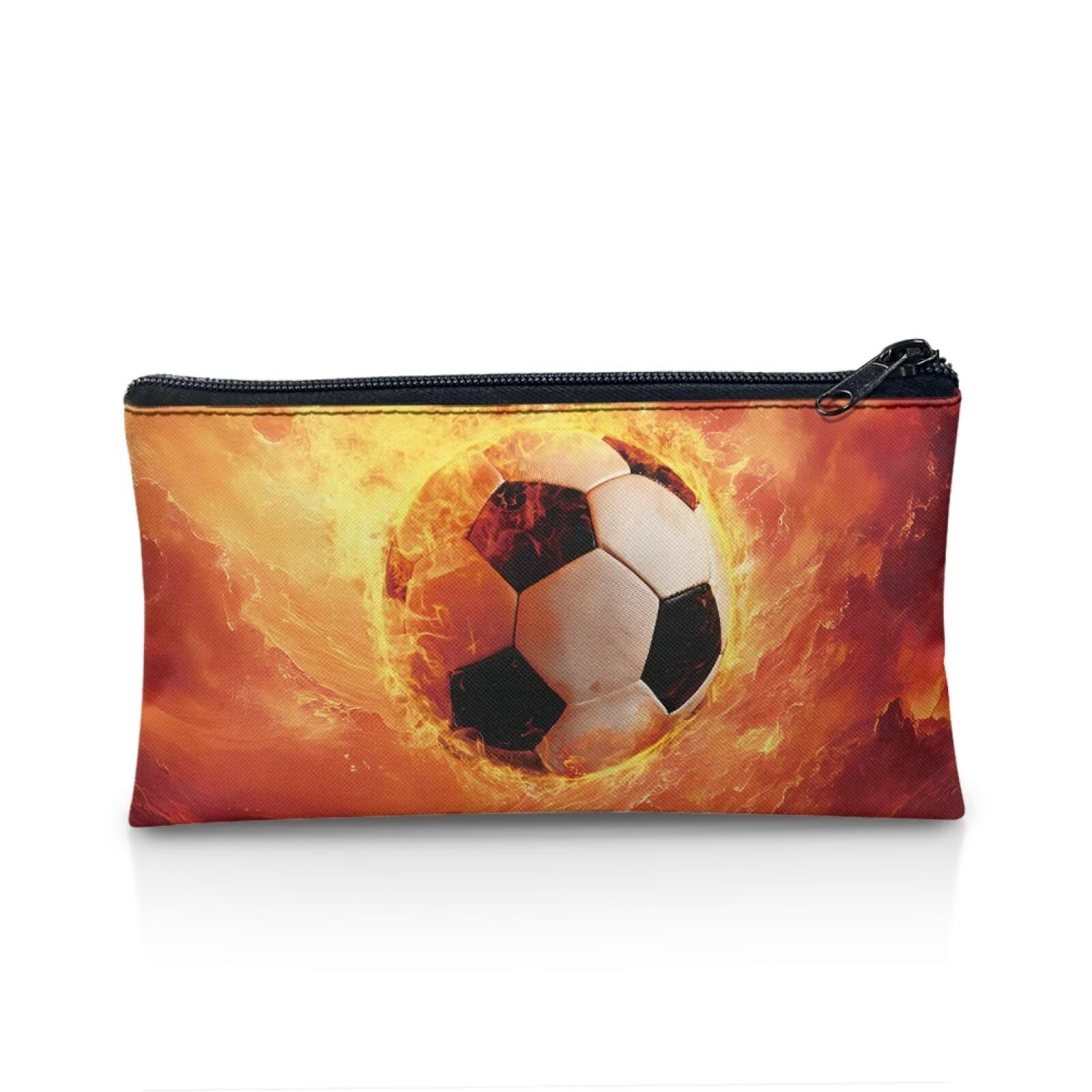 UOIMAG Fire Football Pencil Case Boys Secondary School Supplies Slim Pencil Pouch Box Storage Bag