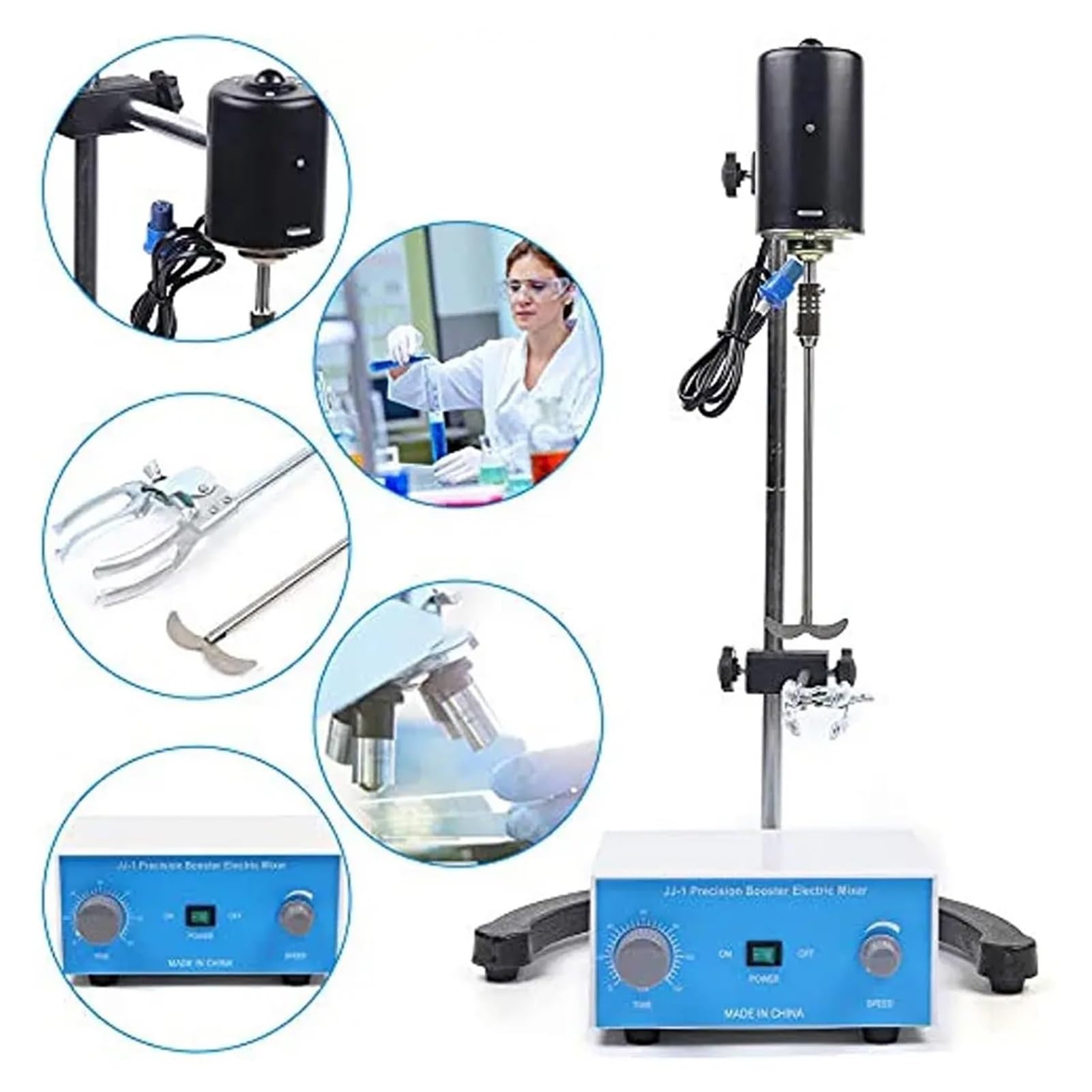 Precision Labor-Überkopf-Rührer, 0-3000 U/min, variable Geschwindigkeit, Mischgerät mit Magnetrührstab, geschlossenes Gehäuse für Fest-Flüssig-Mischung, Labor-Mischgeräte