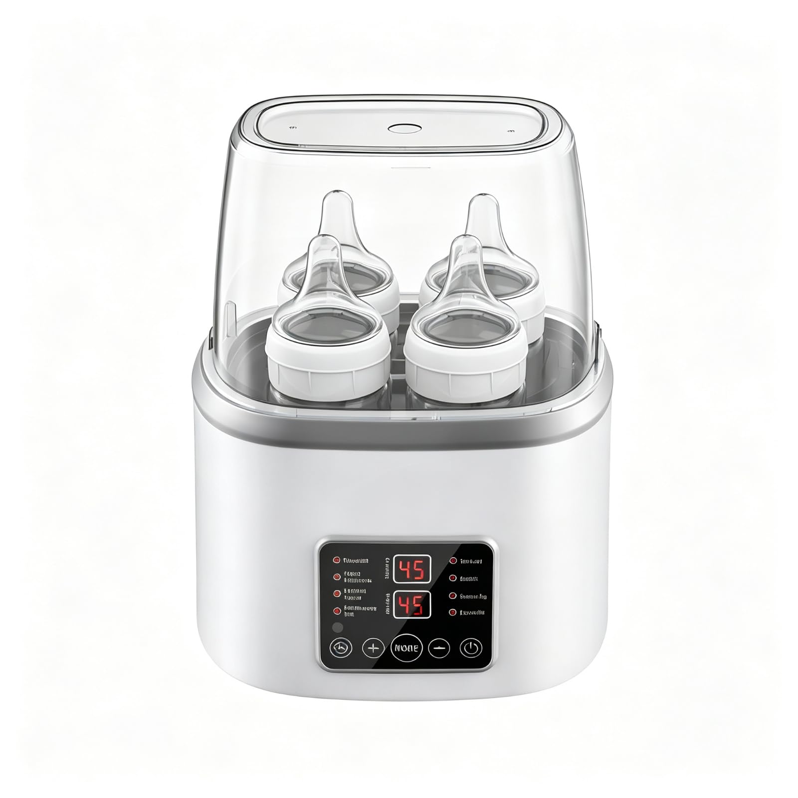8in1 Sterilisator für Babyflaschen & Flaschenwärmer, Fernbedienung | Passend für 4 Flaschen. 100°C Sterilisation, 3-8 Min Aufwärmen, 24h Timer & Warmhalten. Mit sicherer Abschaltautomatik.