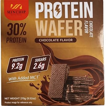 Protein Wafer Bar, Delicious Chocolate Flavor, 9.52 Oz Pack of 9, Chocolate Protein Bar, 160 Calories/2.6g Sugar