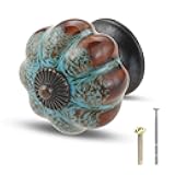 Mgoodoo 1.57'' Pumpkin Knobs, Ceramic Cabinet Knobs for Dresser Drawer Antique Drawer Pulls Decorative Knobs for Closet Cupboard Door Kitchen Furniture Hardware Handles Pulls Blue