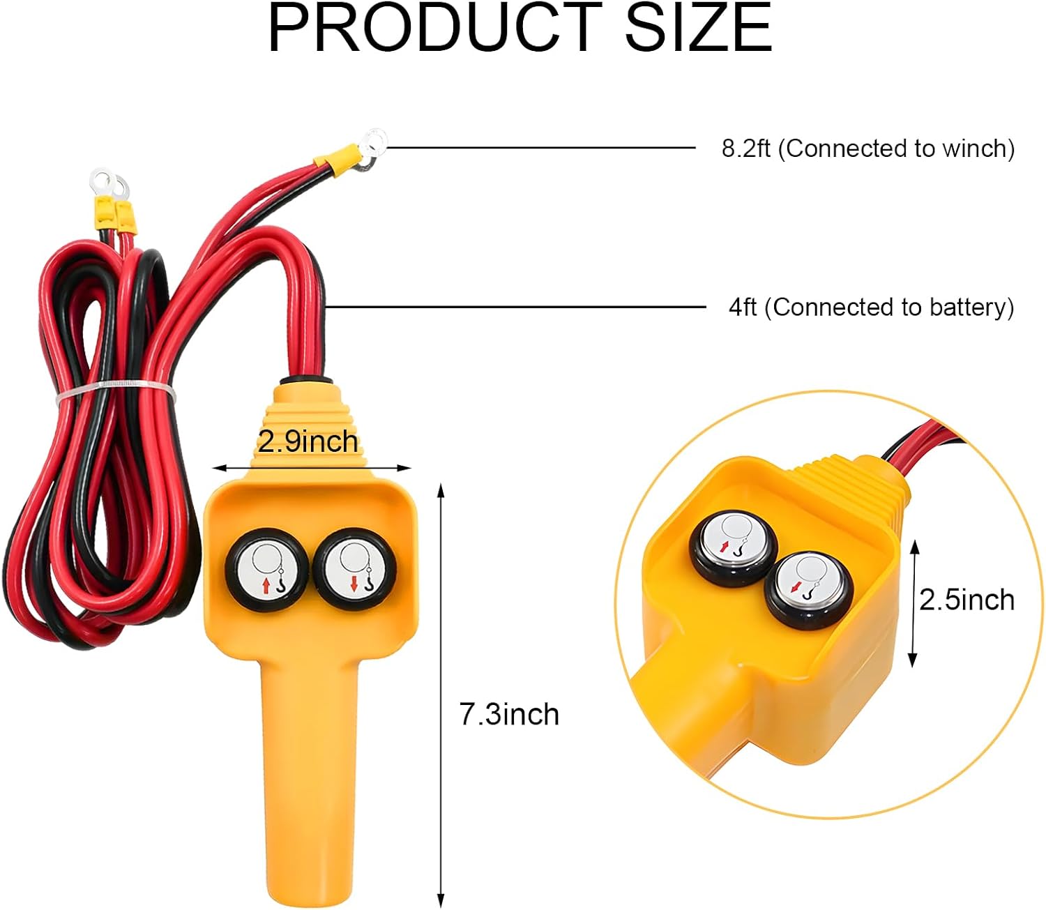 Winch Controller, Winch Hand-Held Remote Replacement with Forward & Reverse Buttons, Wired Hand Control Assembly for Pulling 1500lbs to 5000lbs 12V Electric Winches