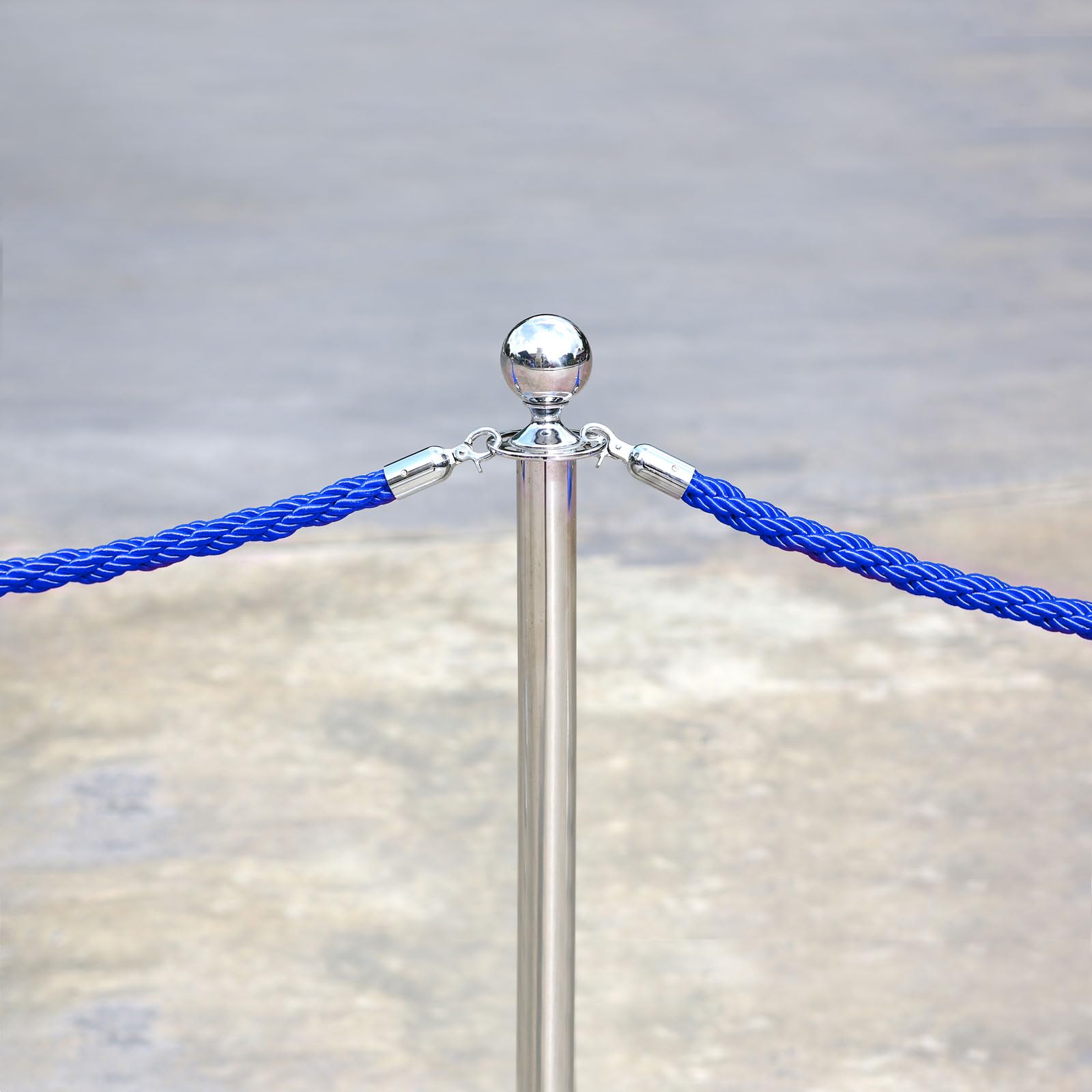 PATIKIL Montante Corda, 2pz 1,5m/5 Piedi Corda Barriera Corde Intrecciate per Pali con Moschettoni per Pali Supporti Divisori per Code Controllo Folla di Hotel, Blu Argento